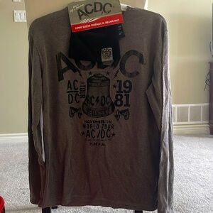AC/DC Men’s , long sleeve, dark grey , size large, with matching black beanie
